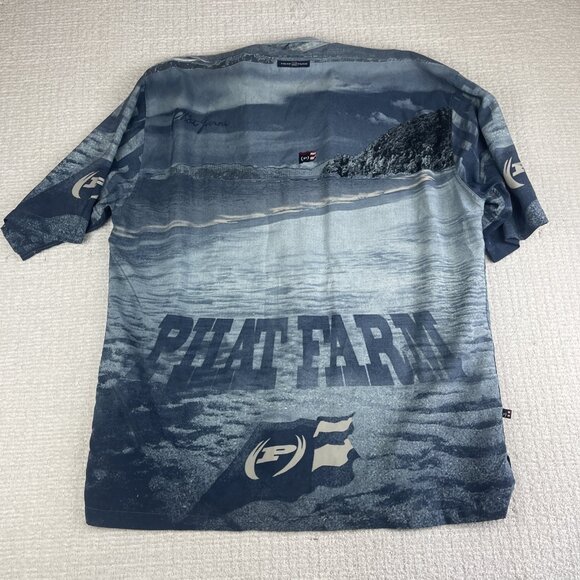 Vintage Phat Farm AOP Sea Coast Line Button Shirt Mens 2XL Streetwear Blue Y2K - Picture 14 of 16
